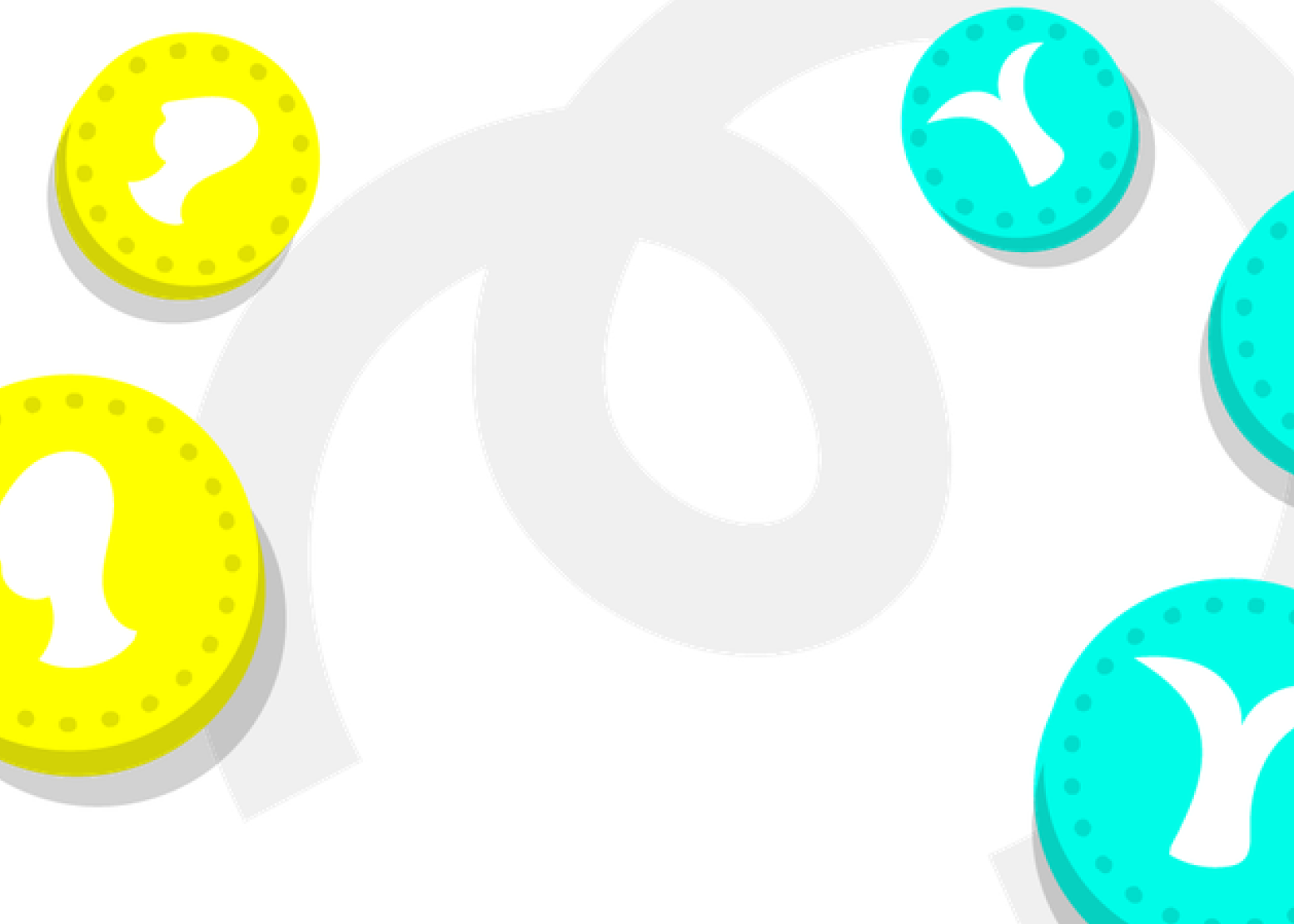 Abstract illustration of coins being tossed; some showing heads, some showing tails